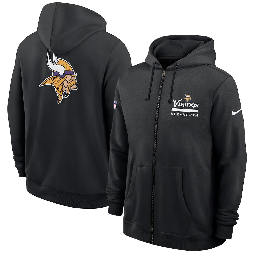 Men 2026 NFL Minnesota Vikings zip-up hoodie black 01->minnesota vikings->NFL Jersey